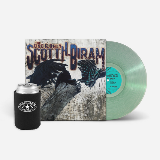 The One & Only Scott H. Biram vinyl record pressed in Coke Bottle Clear with a black Hardcharger Records koozie free with purchase